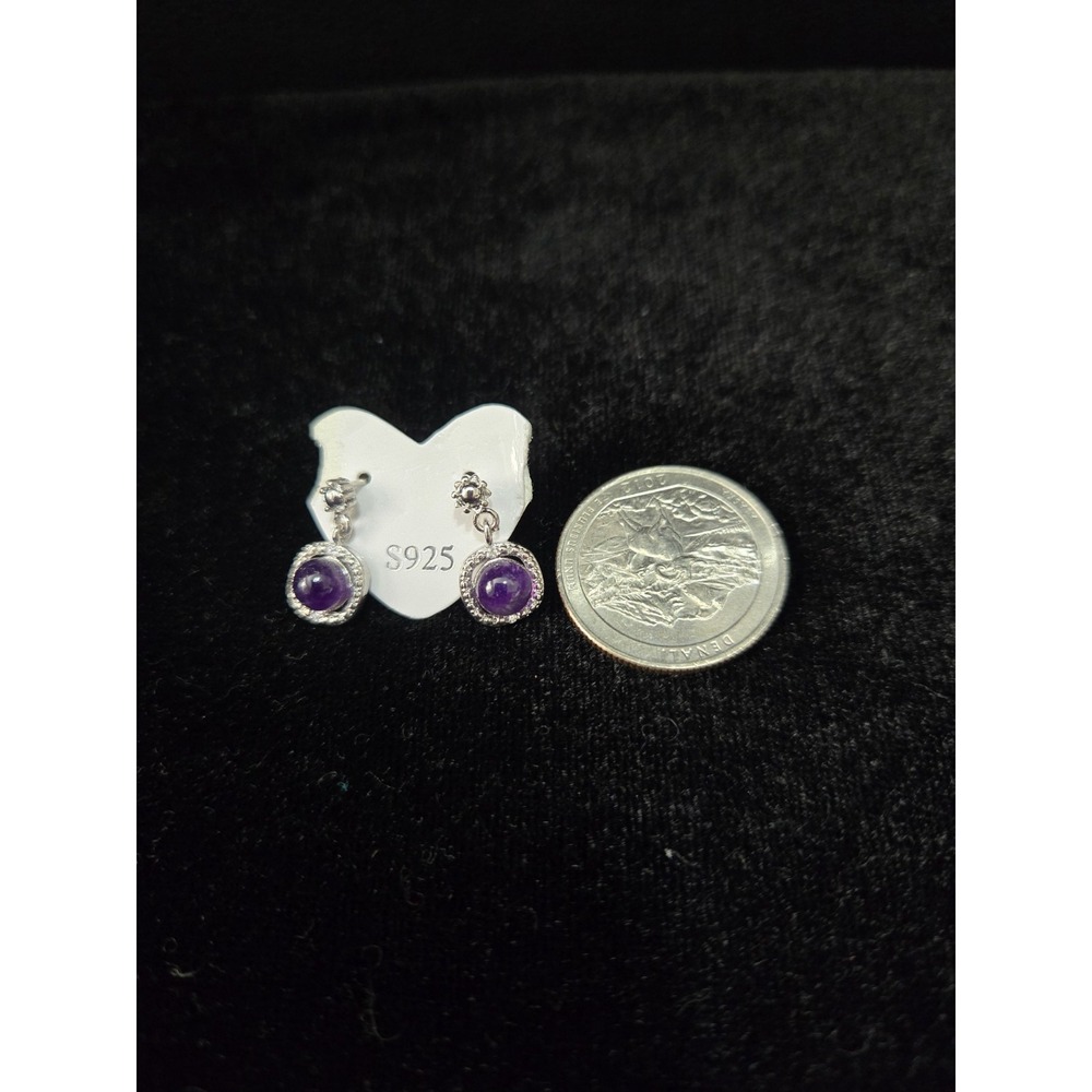 sterling‎ silver amethyst Dangle earrings